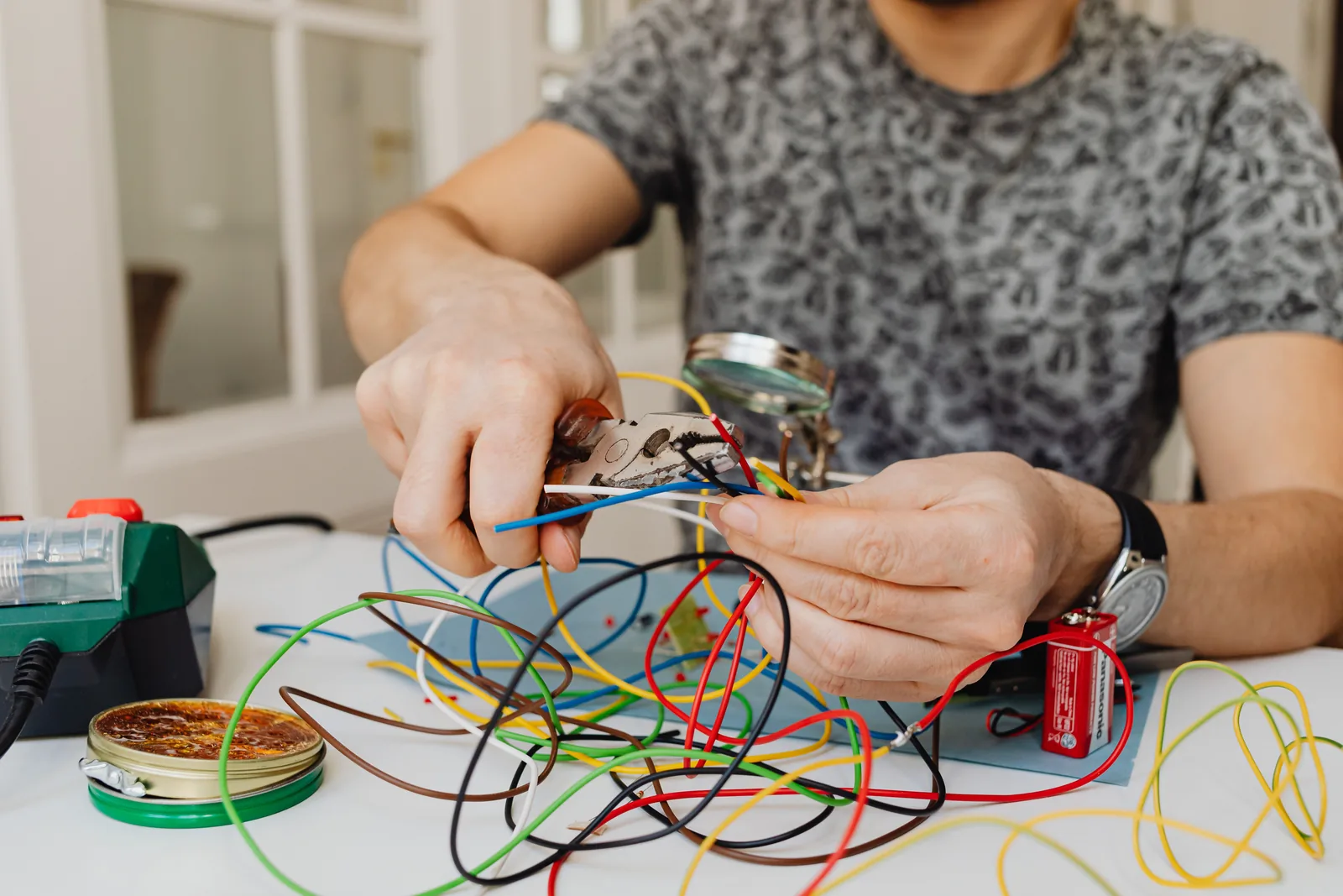 Stripping and sorting conductors at the bench, for electrical permit in Abbotsford