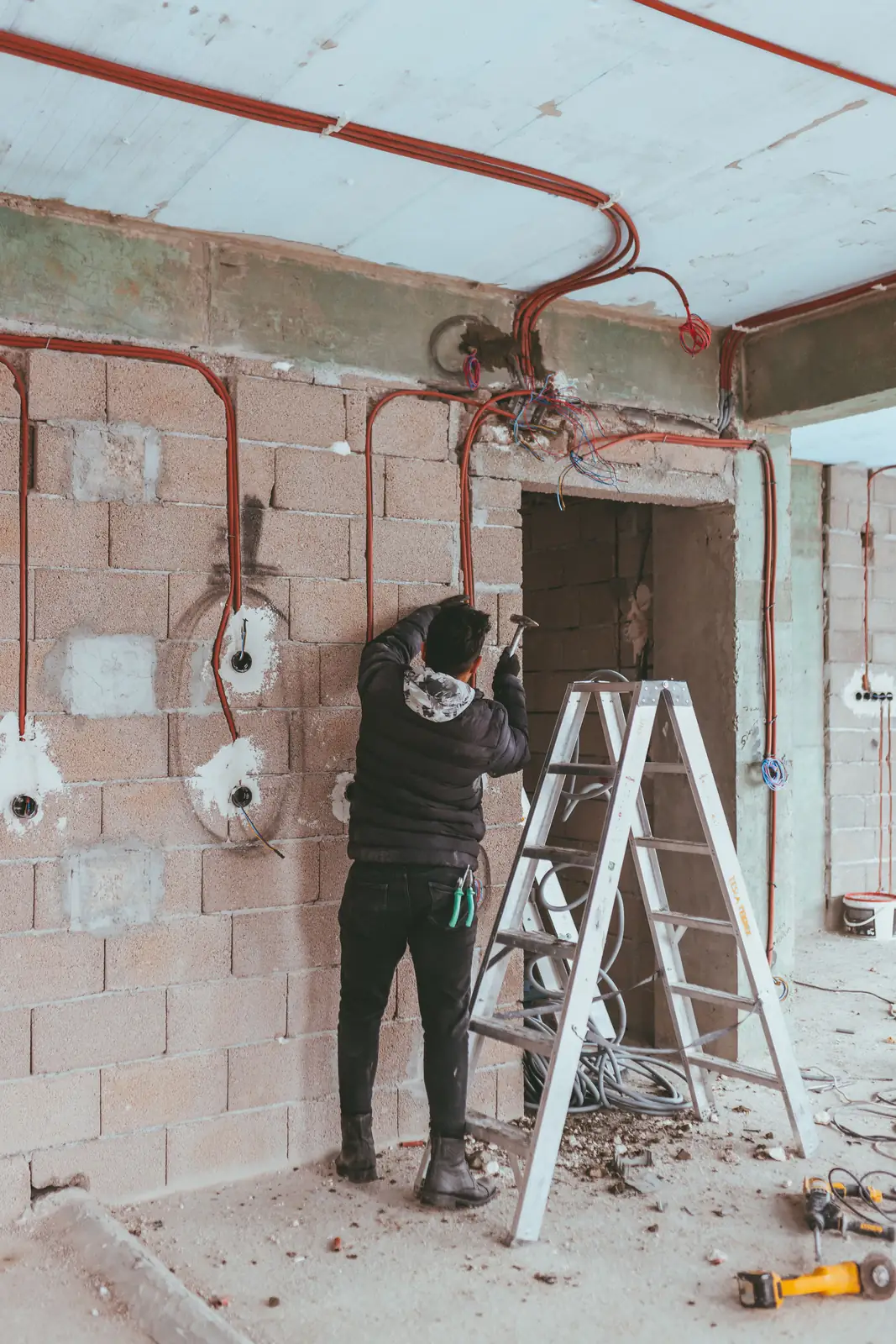 First-fix conduit and back boxes on site, for electrical inspection in Abbotsford